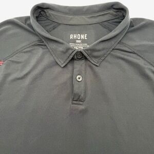 Rhone Men's Solid Black Golf Polo Performance XXL 2XL Pickleball Shirt